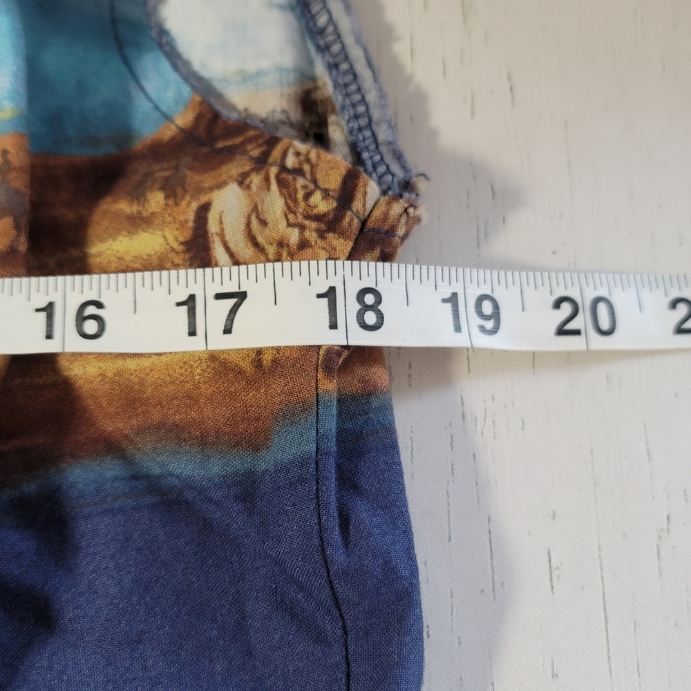 Wrangler Navy Blue Sleeveless Button-Down Shirt with Western Scene - Picture 9 of 9